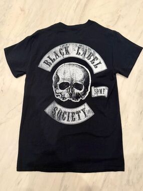 Black Label Society Black Tee with White Skull Graphic